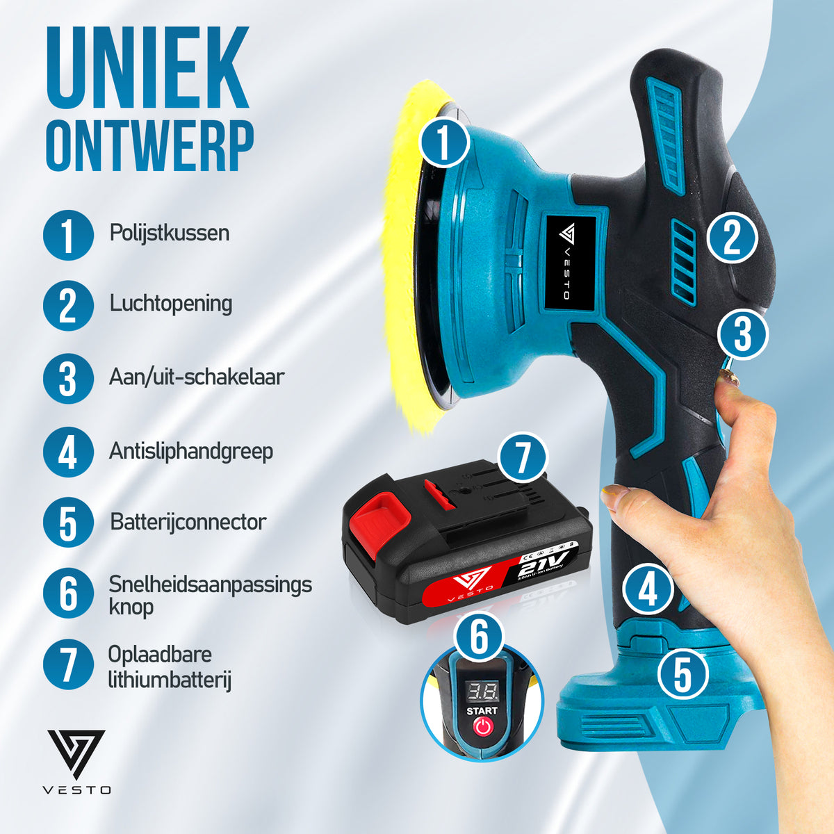 Vesto® Draadloze Polijstmachine