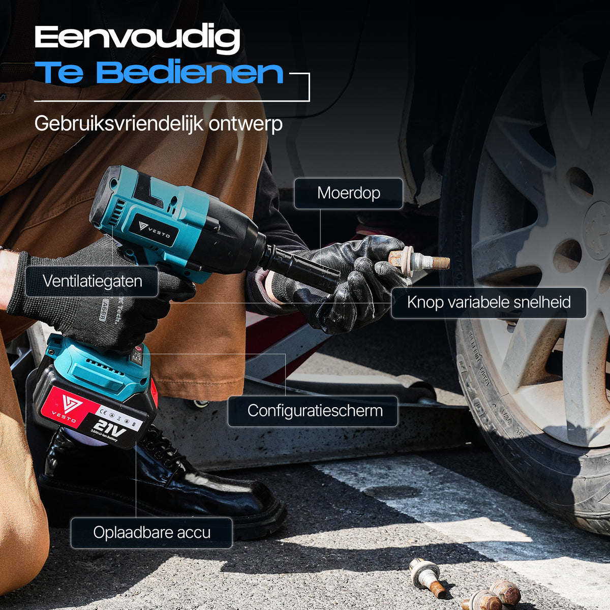 Vesto® Accu Slagmoersleutel 21V
