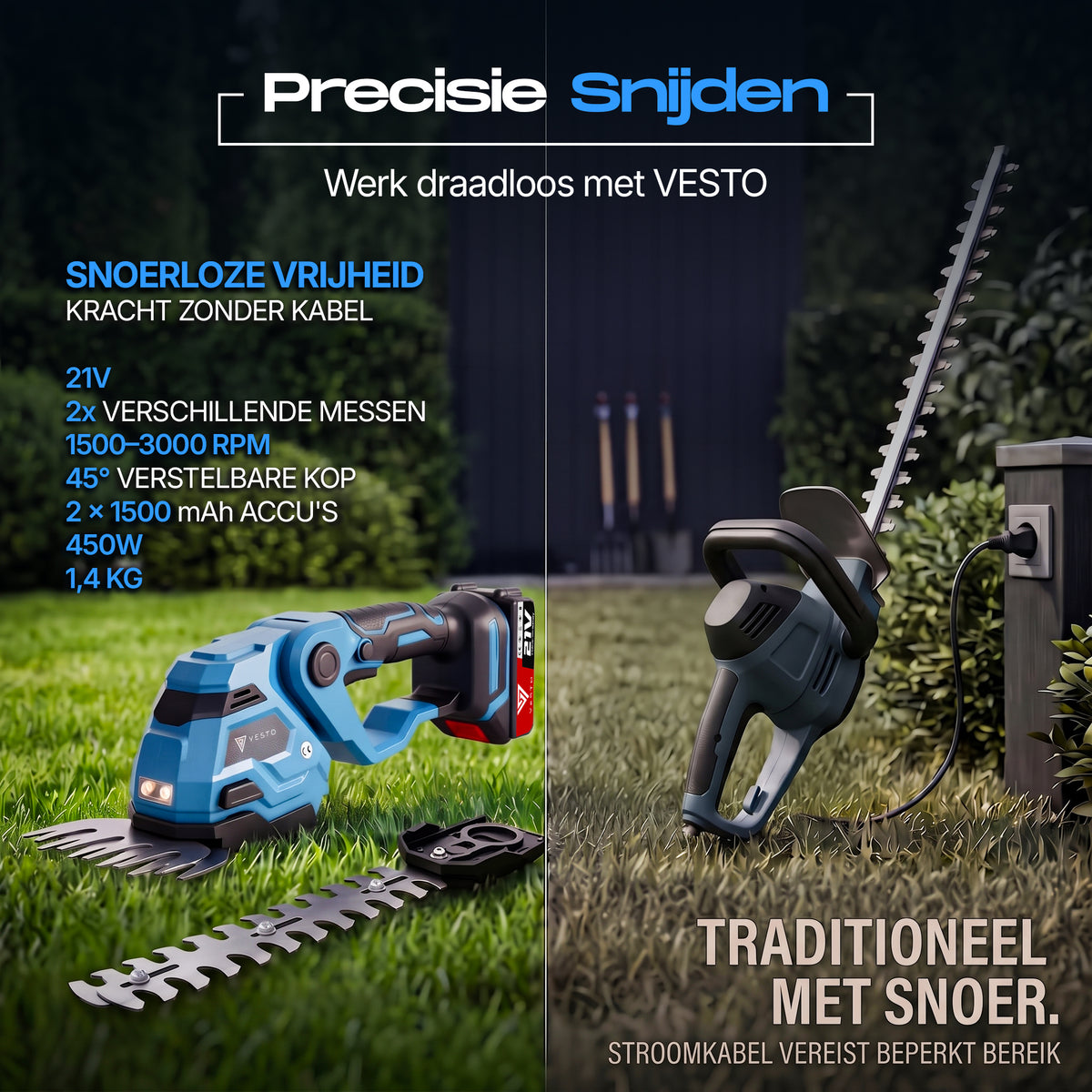Vesto® Accu Heggenschaar met Hoekverstelling