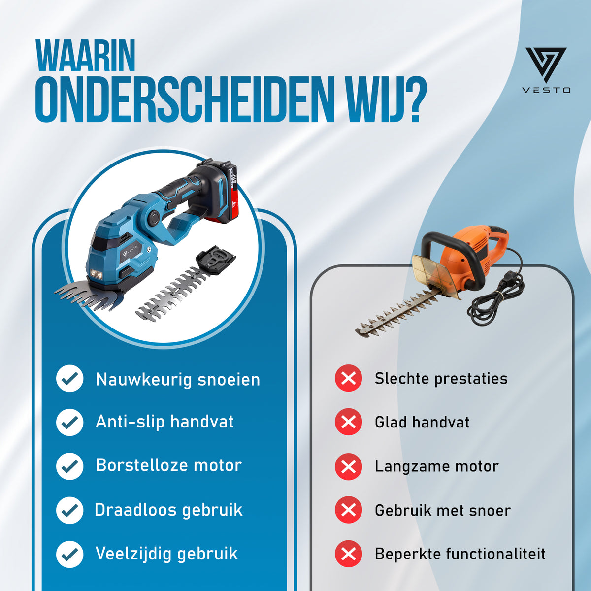 Vesto® Accu Heggenschaar met Hoekverstelling