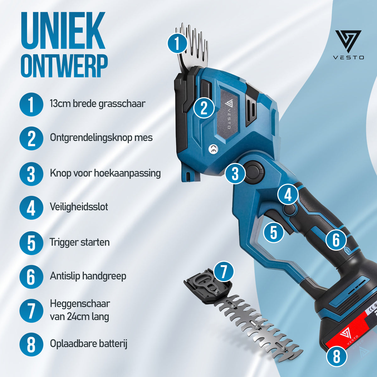 Vesto® Accu Heggenschaar met Hoekverstelling