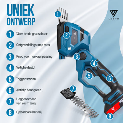 Vesto® Accu Heggenschaar met Hoekverstelling