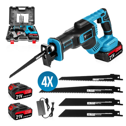 Vesto® Accu Reciprozaag – Incl. 2 Accu’s, Zaagbladen & Koffer – Voor Hout, Metaal & Kunststof